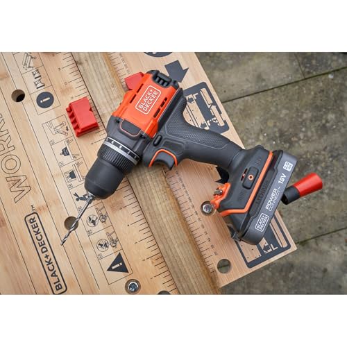 BLACK+DECKER POWERCONNECT™ 18V Trapano avvitatore a batteria con 2 batterie da 2,0Ah, caricatore da 1A e kitbox, BCD382D2XK-QW