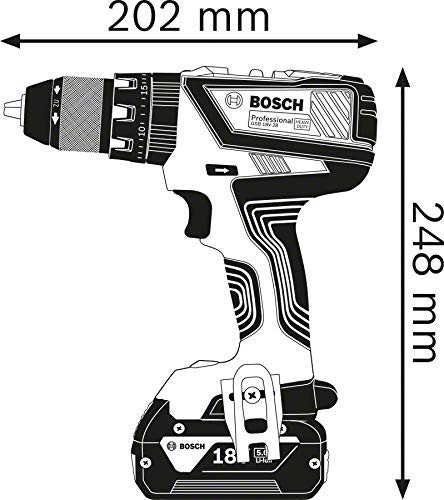 Bosch Professional 18V System Trapano-Avvitatore a Perc. a Batt. Gsb 18V-28 (Incl. 1 Batt. 2.0 Ah, 1 Batt. 4,0 Ah, Caricabatt. Gal 18V-20, L-Case Pick&Click e Set Accessori 100 Pz) Blue, 1/2_pollice