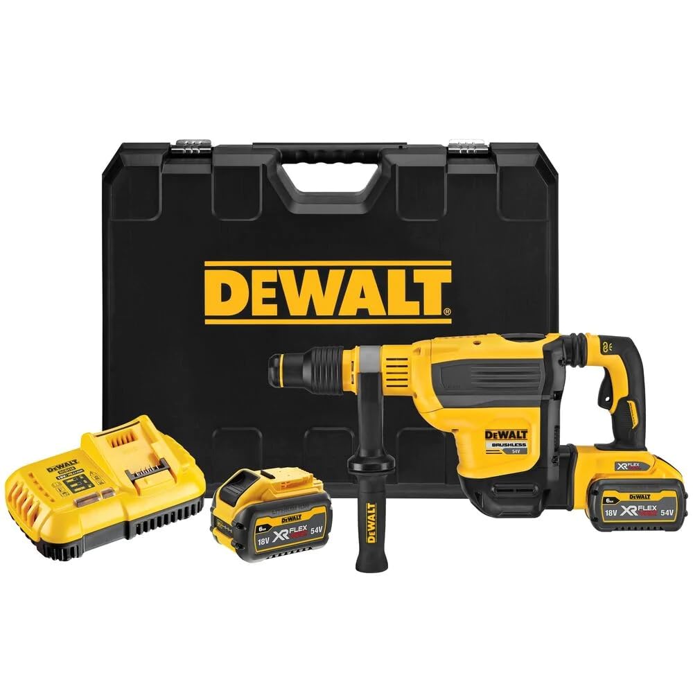 DEWALT DCH614X2-QW - Martillo Electroneumático sin escobillas XR FLEXVOLT 54V SDS-Max 6kg 45mm 10,5J,2 baterías y maletín