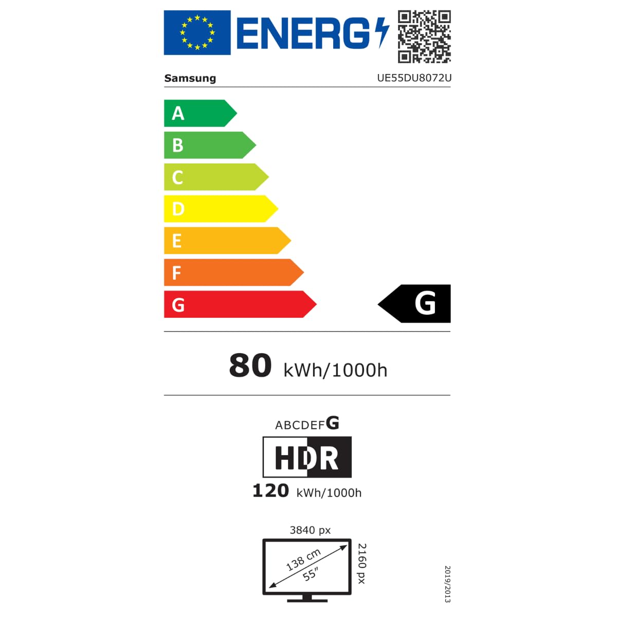 SAMSUNG TV LED 55" UE55DU8072UXXH Ultra HD 4K Smart TV WiFi DVB-T2