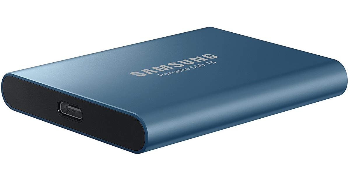 Samsung T5 500 GB USB 3.1 Gen 2 (10 Gbps, Type-C) External Solid State Drive (Portable SSD) Alluring Blue (MU-PA500B)