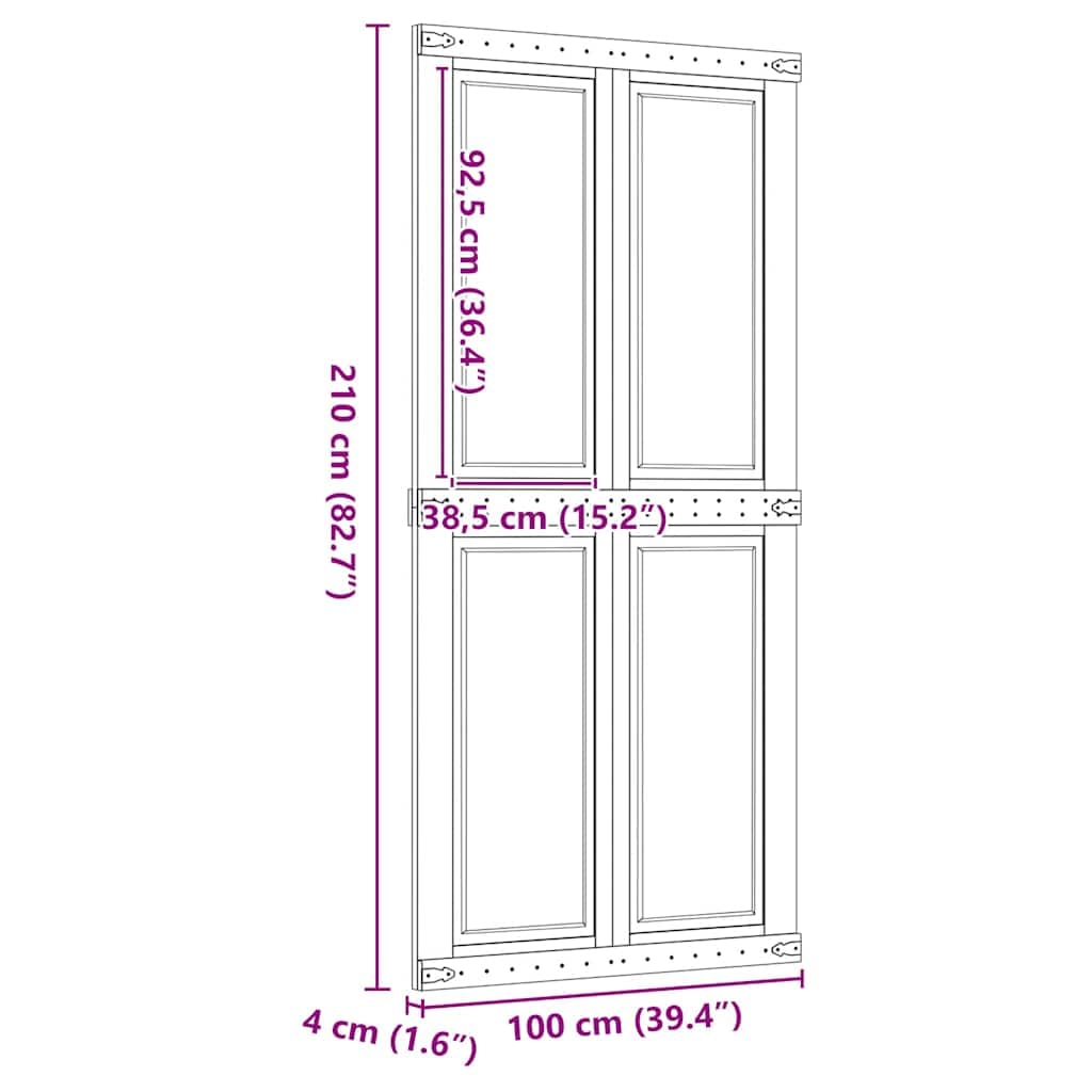 vidaXL Porta per Granaio CORONA 100x210 cm in Legno Massello di Pino