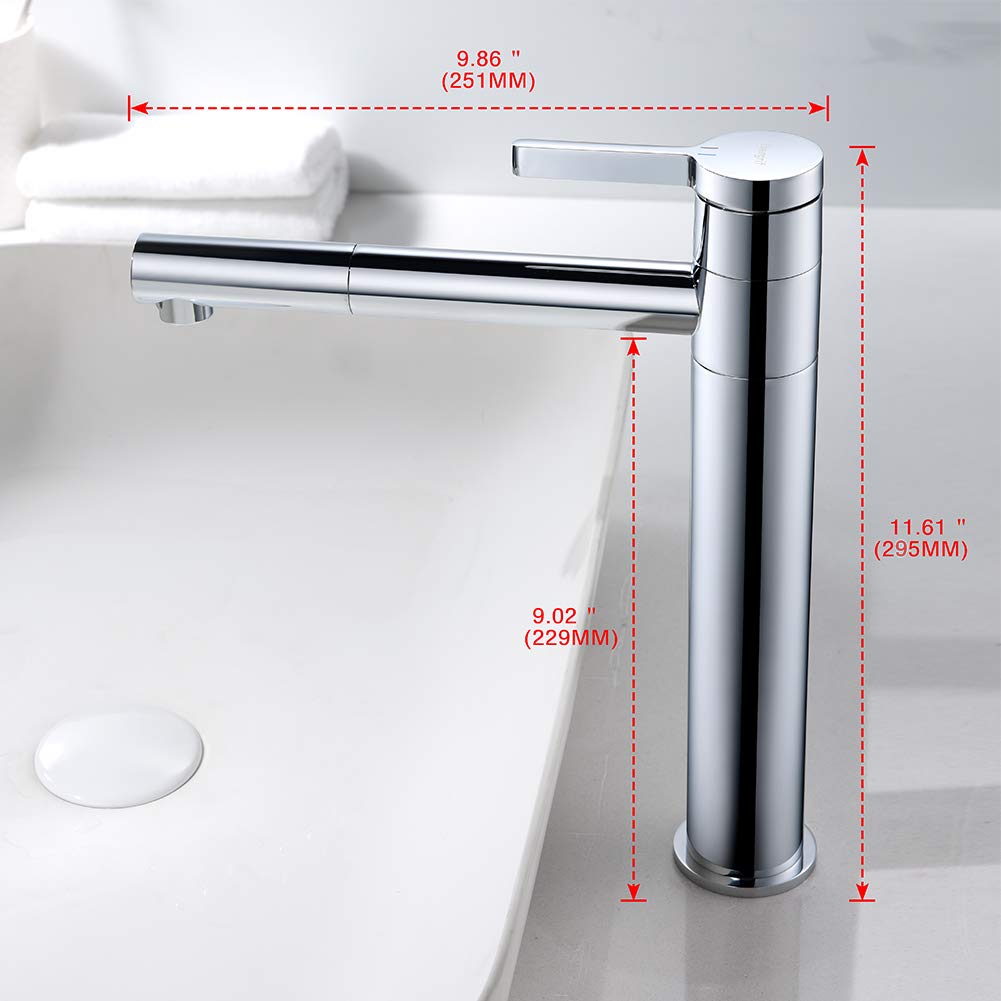 Ibergrif M11299 Rubinetto per lavabo alto, Rubinetto per lavabo girevole a 360° & Star, Miscelatore Bidet Bagno Monocomando, Bidè per Lavabo