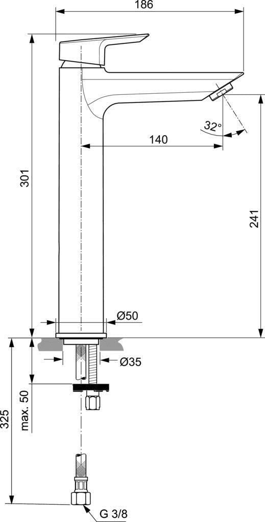 Ideal Standard - Ceramix, Miscelatore monocomando alto per lavabo da appoggio, Cromato