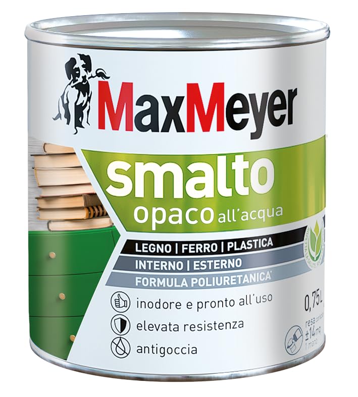 Maxmeyer Smalto All'Acqua Poliuretanico Opaco Bianco 0,75 L