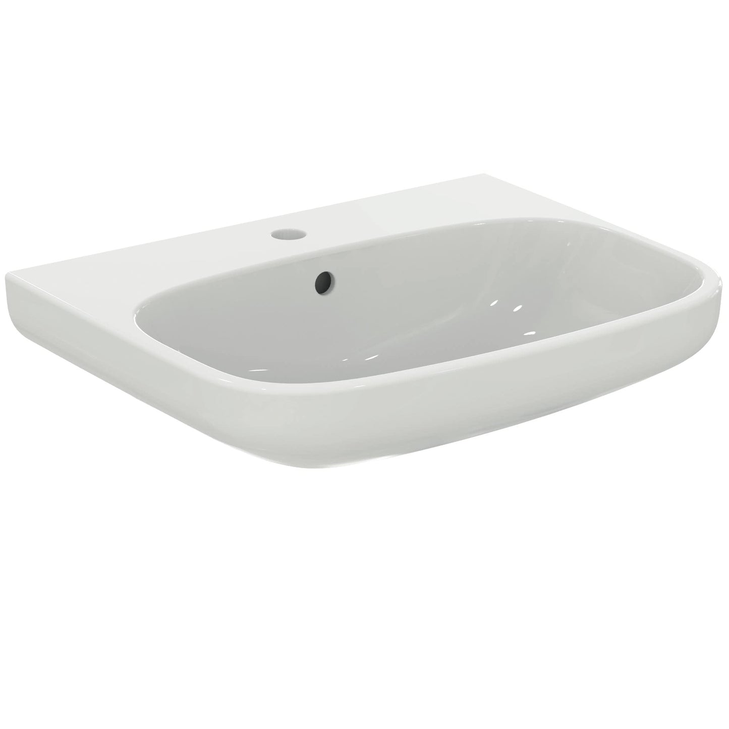 Ideal Standard - i.life A, Lavabo da 60cm, Lavandino bagno con foro rubinetteria e troppopieno, E-packaging dedicato al trasporto di ceramica, Bianco