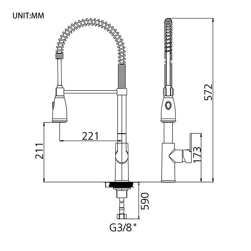 GRIFEMA GRIFERÍA DE COCINA-G4007 Rubinetto Cucina Professionale con Bocca Molto Alta (572MM), Miscelatore per Cucina con Doccetta Estraibile (G3/8 Pollici), Cromo