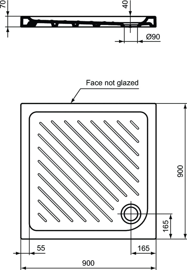 Ideal Standard - Eurovit, Piatto doccia quadrato in ceramica 90x90cm, Bianco