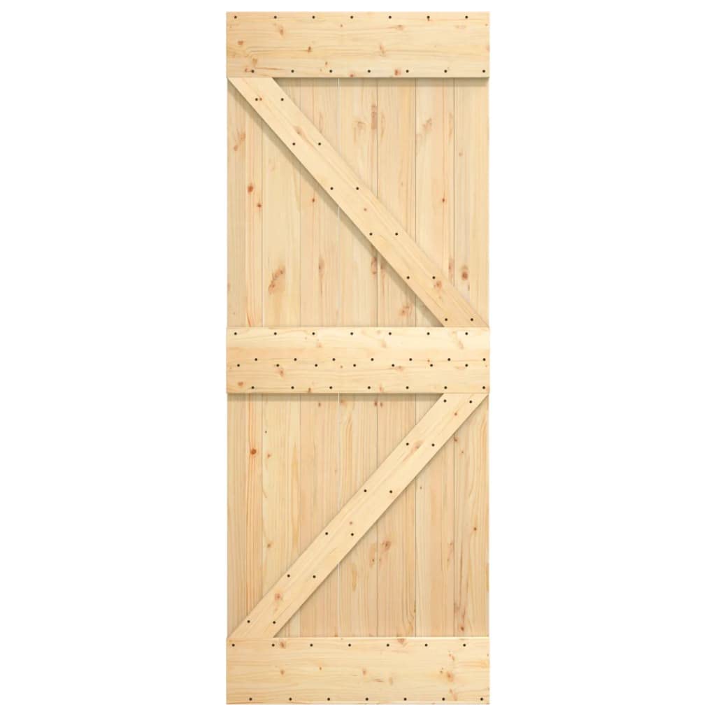 vidaXL Porta Scorrevole con Set Hardware 85x210 cm Legno Massello Pino, porta per granaio, porta, porta per fienile in legno, porta per fienile