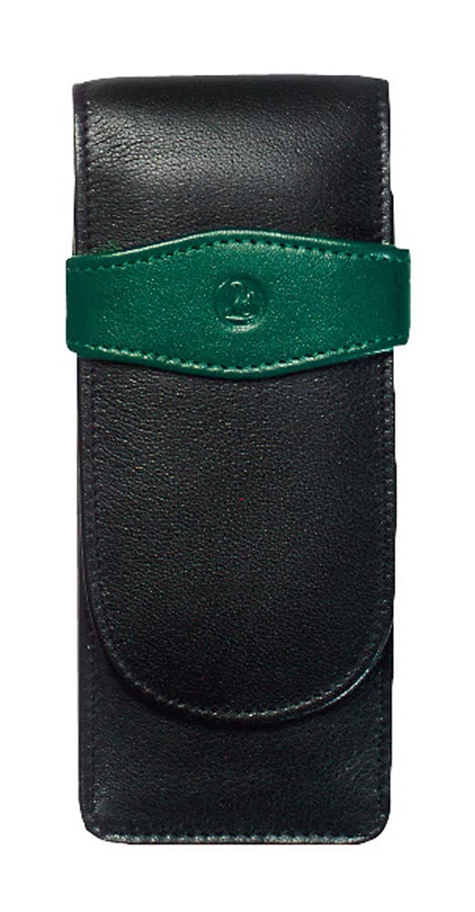 Pelikan 924092 - Astuccio in pelle per 3 penne, colore: Nero-Verde