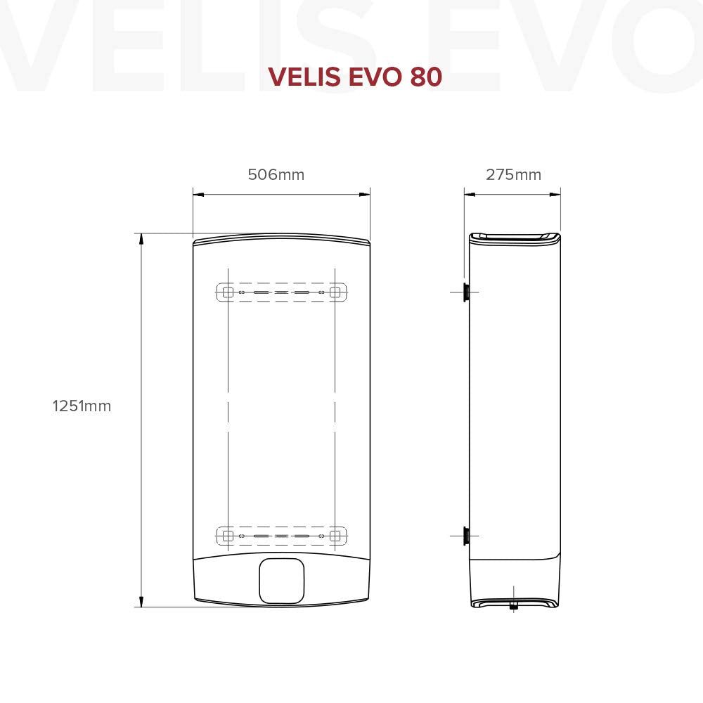 Ariston VELIS EVO - Scaldabagno elettrico da 80 l, doppio serbatoio, pronto per la doccia, Eco Evo, caldaia d'acqua resistente e distributore di acqua calda, riscaldatore elettrico ideale per