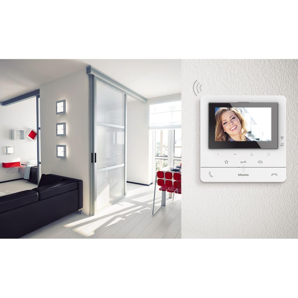 Bticino 344682 VIDEOCITOFONO WIFI MONITOR INTERNO SMART, 2 Fili, Display Aggiuntivo 5"" a Colori, Touch Screen, con Vivavoce,Interfono, Spina Plug-In, Risposta Chiamate e Apriporta da App, Bianco