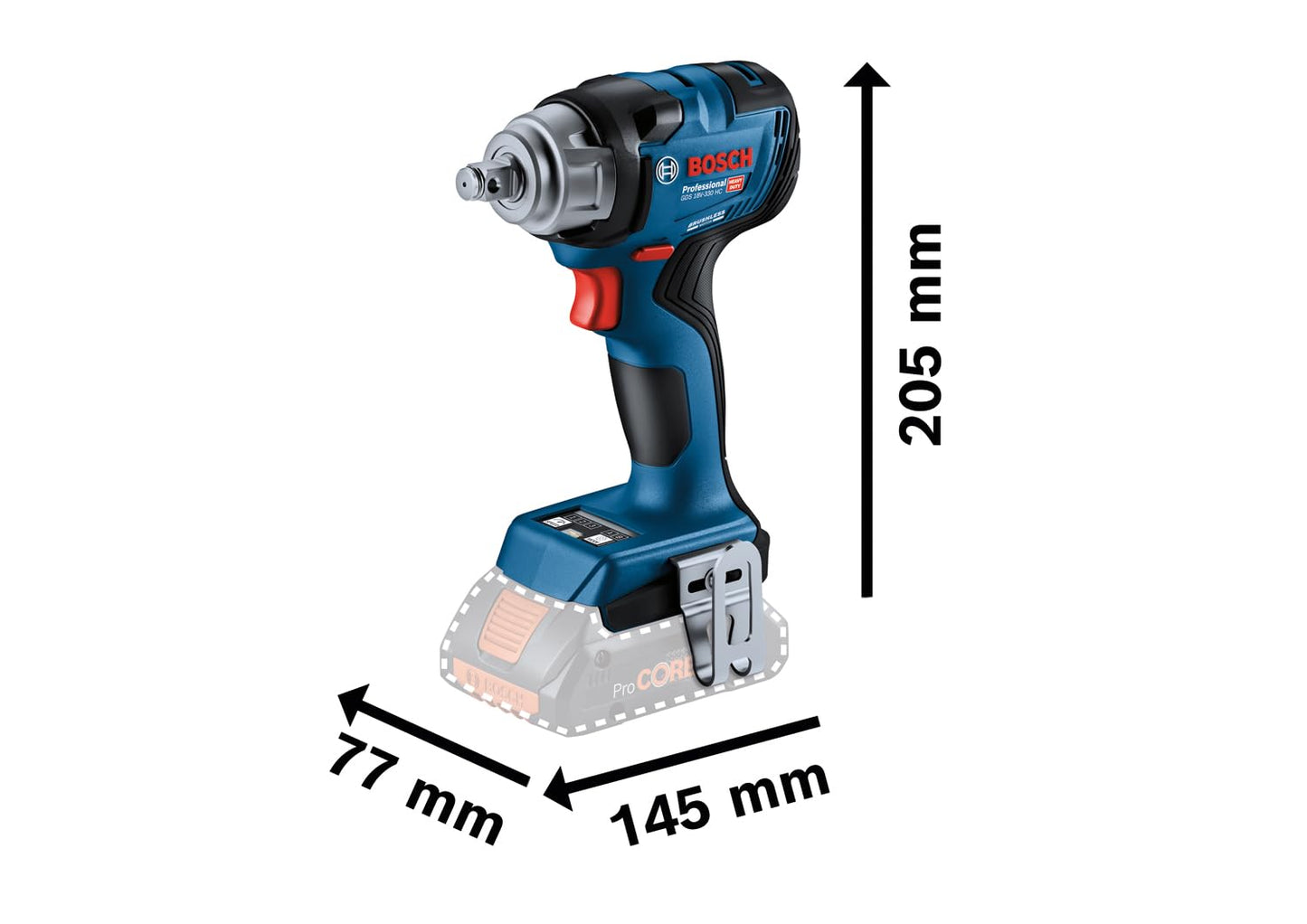 Bosch Professional 18V System Avvitatore massa battente batt. GDS 18V-330 HC (c. serr. 330 Nm e c. svit. 560 Nm, tre versatili impos. num. giri e coppia, incl. 1 mod. Bluetooth Low Energy, in L-BOXX)