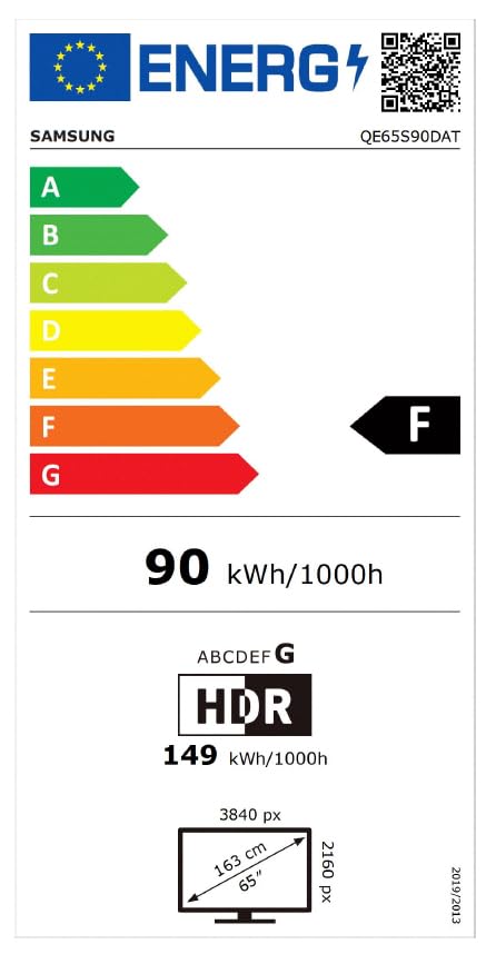 Samsung OLED TV 65" QE65S90DAEXZT, OLED HDR+, Upscaling AI 4K, Processore NQ4 AI GEN2, Motion Xcelerator 144Hz, Design LaserSLim, DVBT-2, Q-Symphony & Dolby Atmos, Black 2024