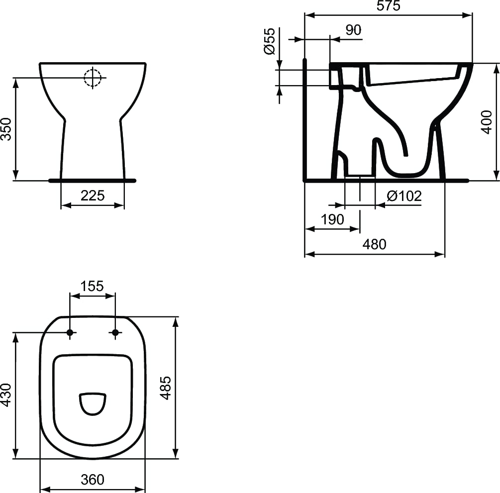 Ideal Standard - I.Life A Vaso a terra scarico a pavimento - Bianco