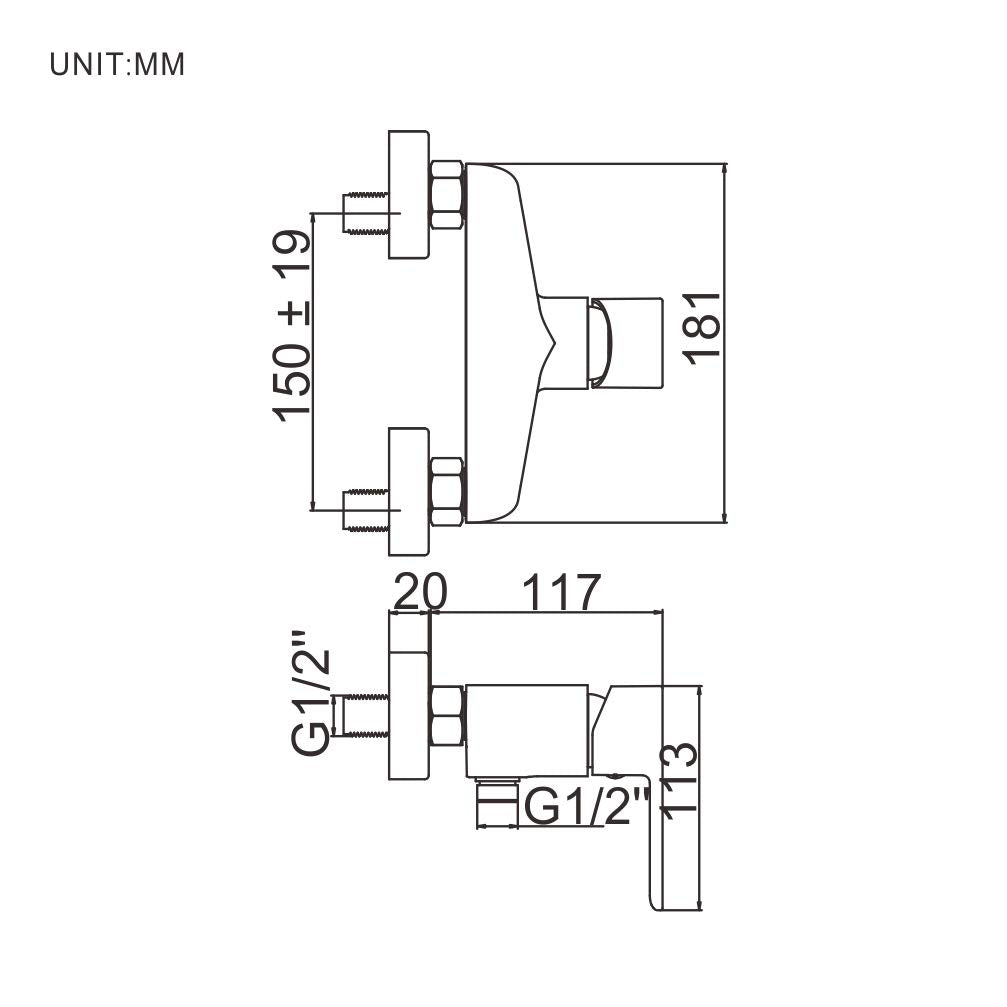 Ibergrif M12002 Supreme, Rubinetto Miscelatore Monocomando per Doccia con Doccetta, Supporto e Flessibile, Cromo, Argento