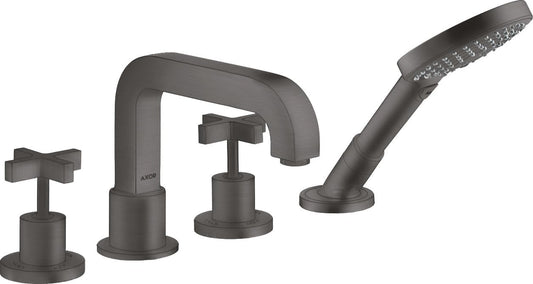 Hansgrohe Axor Citterio Raccordo per piastrelle a 4 fori con maniglie a croce, Colorazione: Cromo nero spazzolato