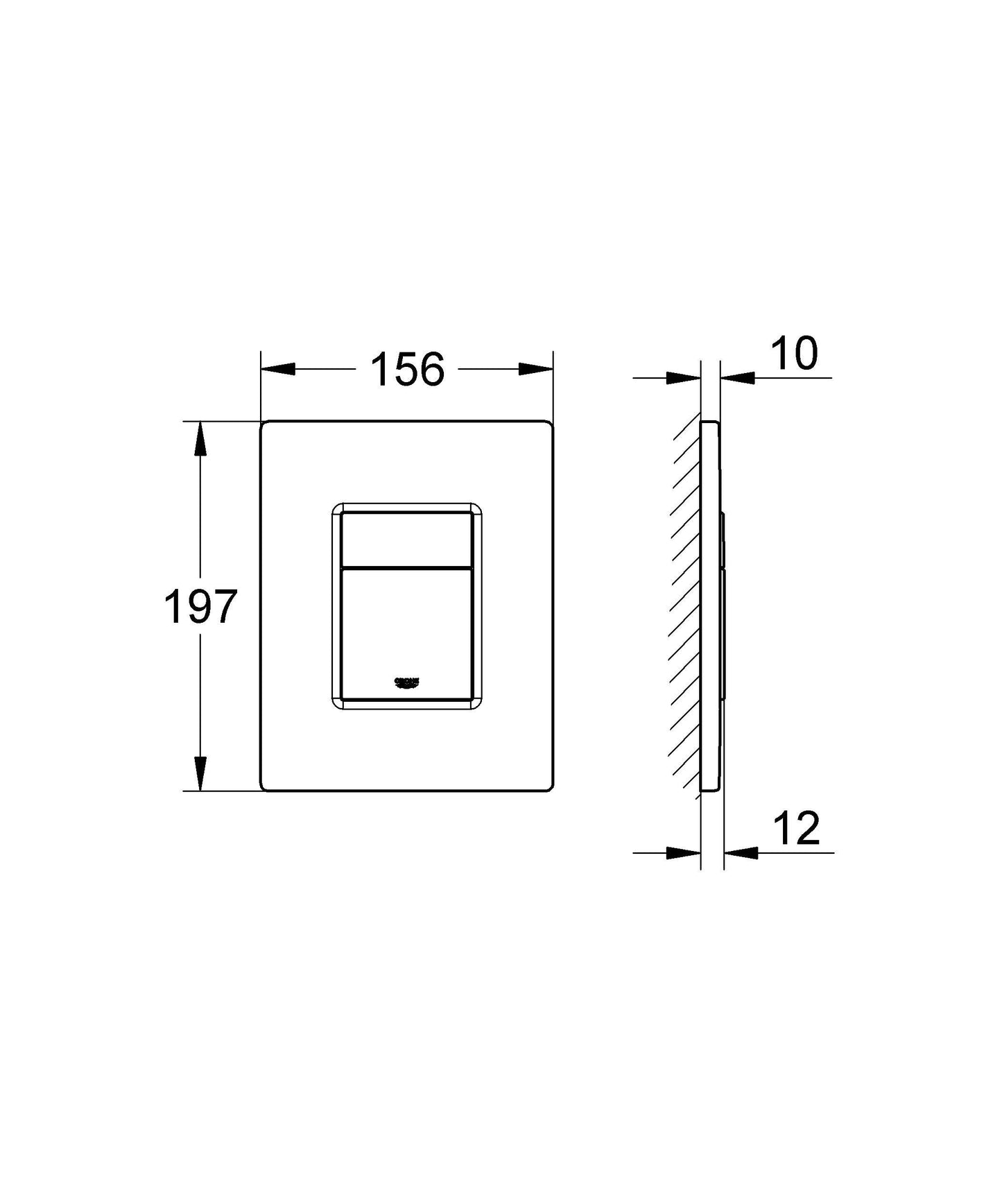 GROHE Even 389662430 - Piastra di copertura (risparmio idrico, 156 x 197 mm, per 2 quantità e avvio & stop), colore nero opaco