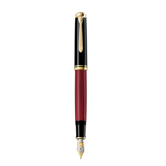 Pelikan M 800 Penna stilografica Souveraen 800 pennino EF in oro bicolore- fusto rosso nero, in confezione regalo