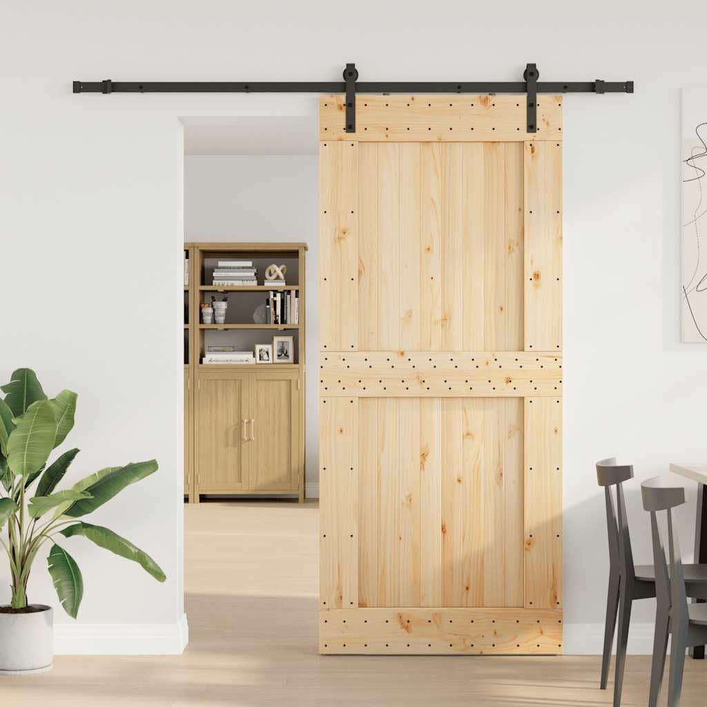 vidaXL Porta Scorrevole con Set Hardware 100x210cm Legno Massello Pino