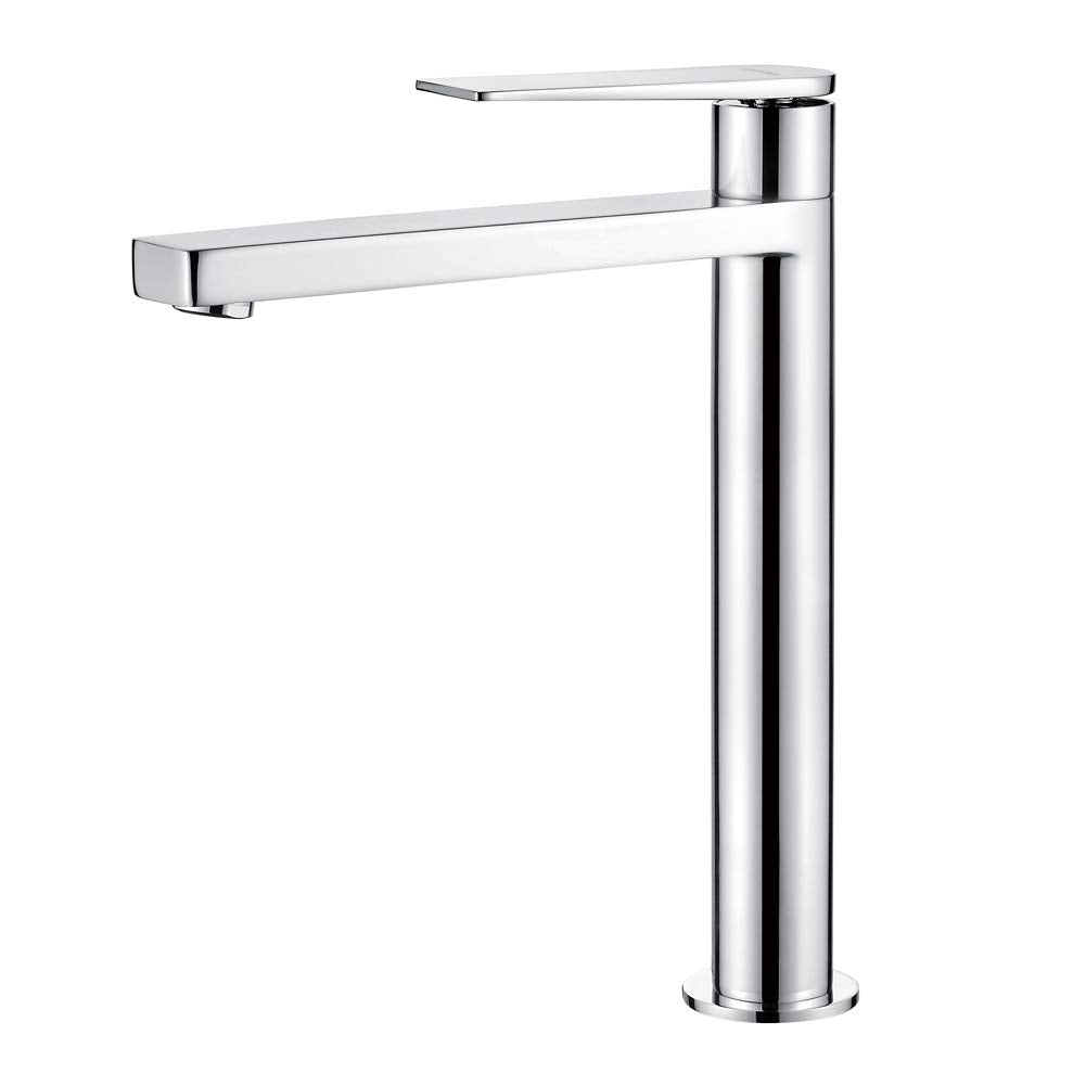 GRIFEMA LYON-G11101 Miscelatore per Lavabo a Bocca Alta (235MM), Rubinetto per Bagno con Tecnologia di Risparmio Idrico(G3/8 Pollici), Argento/Cromo