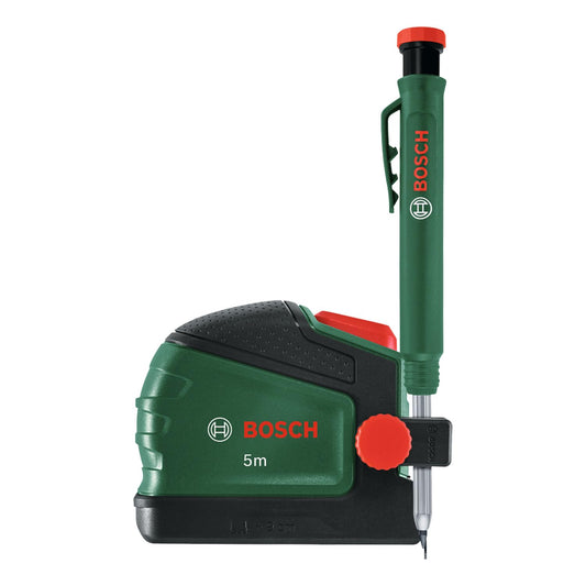 Bosch misur. nastro 5 m + matita evid. fori prof. (clip matita; Auto-Lock; riv. nylon; stab. est. 2 m; scala metr.; alta precisione; clip cintura; Softgrip) - Amazon Edition