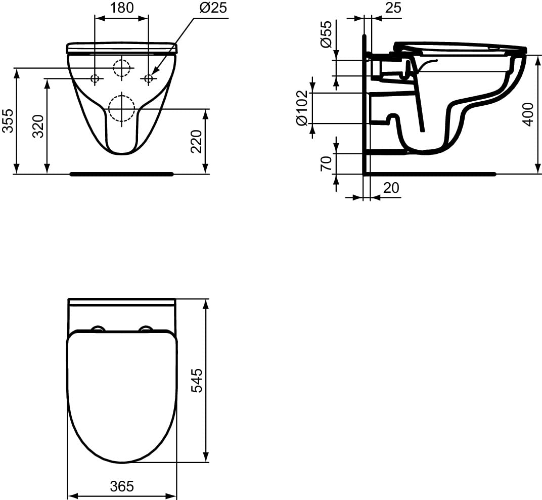 Ideal Standard Ideal Standard i.life A T541701 - Set WC senza sentimenti (RimLS+) con sedile WC Softclose (abbassamento automatico), colore: Bianco