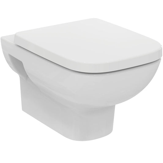 Ideal Standard - i.life A, WC sospeso RimLS+ senza brida, Water completo di copriwater a chiusura rallentata, E-packaging dedicato al trasporto di ceramica, Bianco