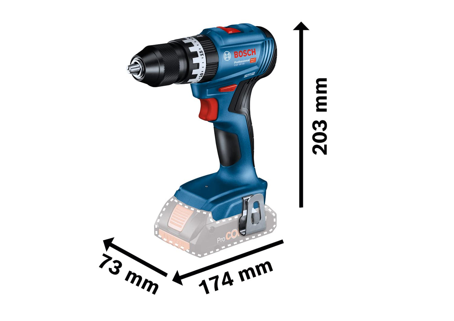 Bosch Professional 18V System Trapano avvitatore con percussione a batteria GSB 18V-45 (velocità di rotazione di 1.900 giri/min, 2 batt. da 2.0 Ah, accessori, GAL 18V-20, L-Case) - Amazon Exclusive