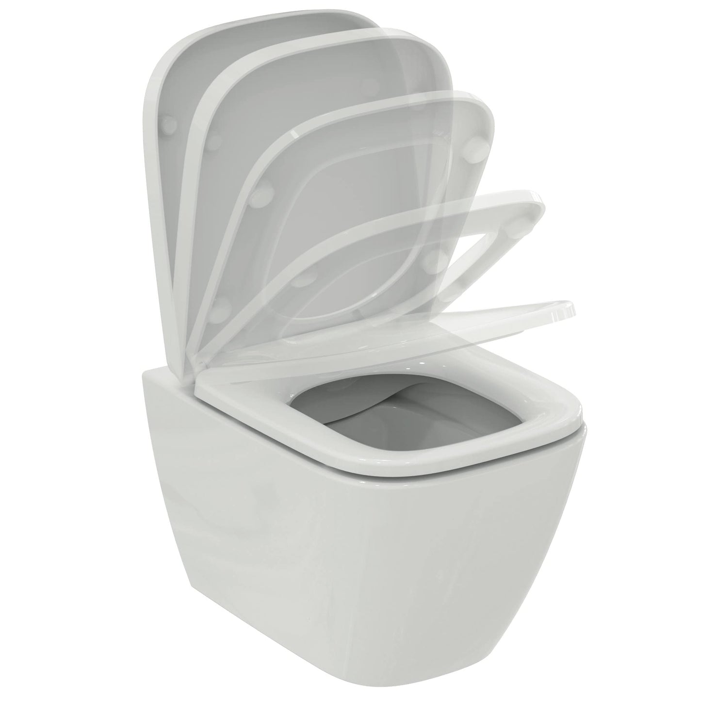 Ideal Standard - i.life S, WC sospeso RimLS+ senza brida completo di copriwater a chiusura rallentata, E-packaging dedicato al trasporto di ceramica,Bianco