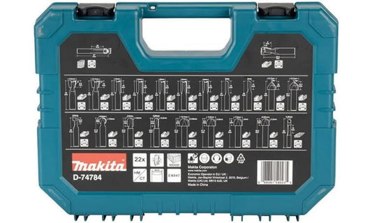 MAKITA D-74784 - Set di 22 frese per legno su gambo Ø 8 mm