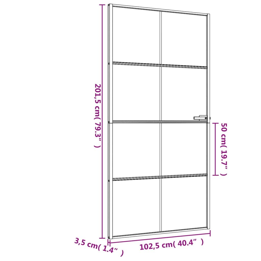 vidaXL Porta Interni Sottile Nera 102,5x201,5Vetro Temperato Alluminio