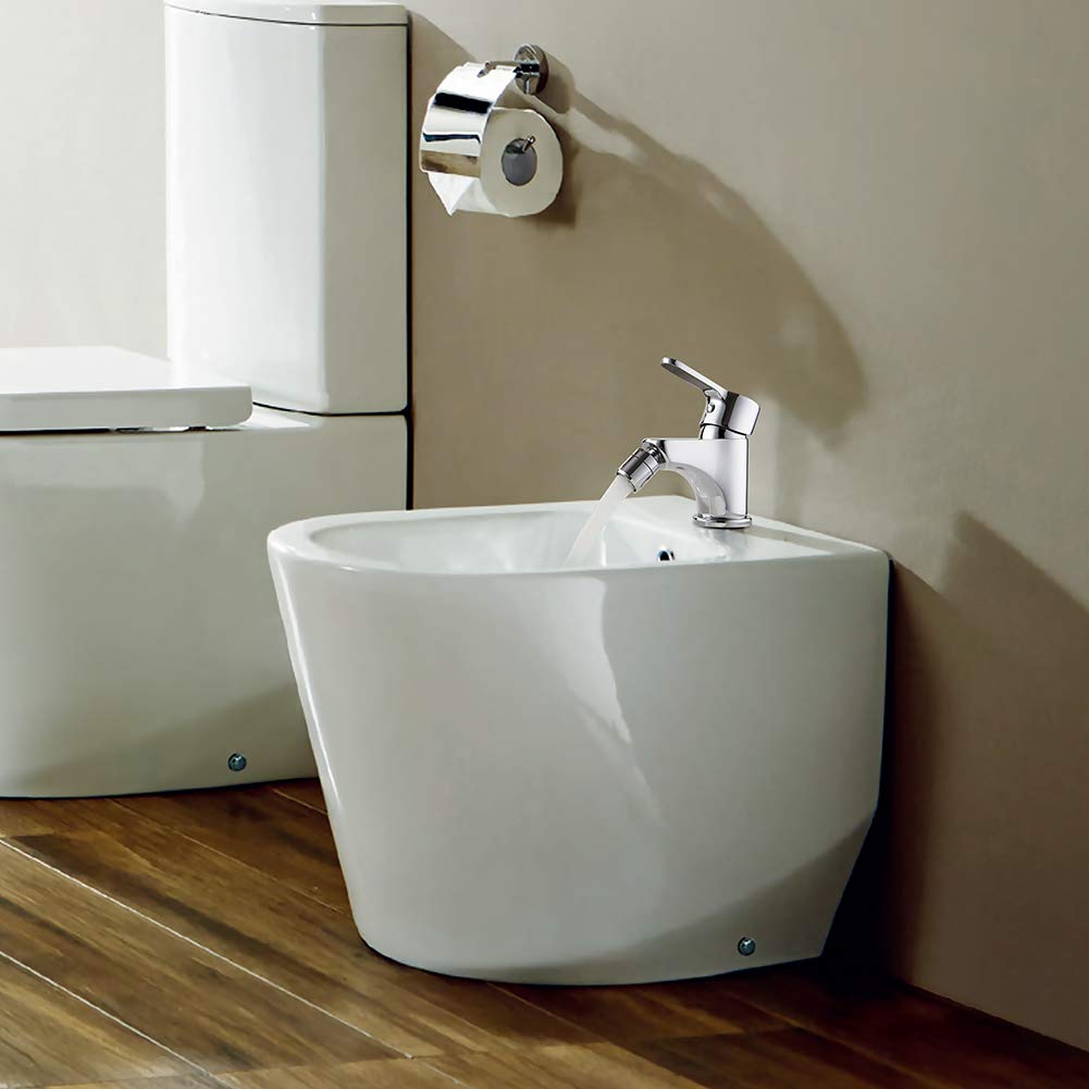 GRIFEMA Rubinetto Miscelatore da Bagno Bidet a 2 Fori, Installazione a Muro, Finitura Cromata, Ventilazione Inclusa, Modello G15003