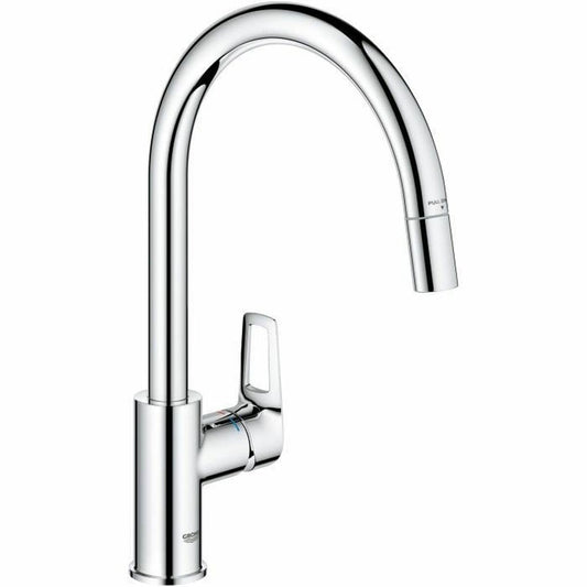 GROHE StartLoop - Rubinetto da cucina con beccuccio alto rimovibile, forma C, girevole a 360°, installazione QuickFix, limitatore di flusso ecologico, cromato, 305560000