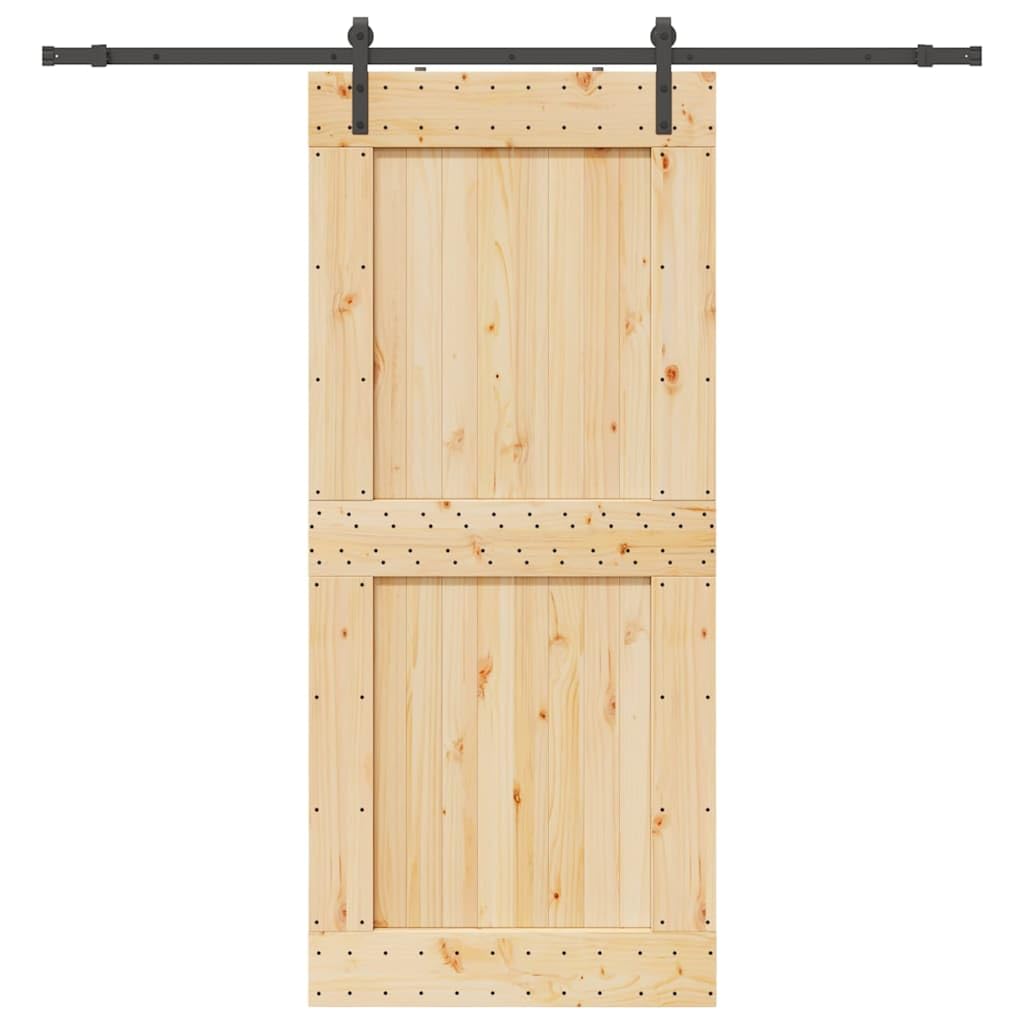 vidaXL Porta Scorrevole con Set Hardware 100x210cm Legno Massello Pino