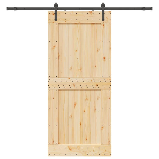 vidaXL Porta Scorrevole con Set Hardware 100x210cm Legno Massello Pino