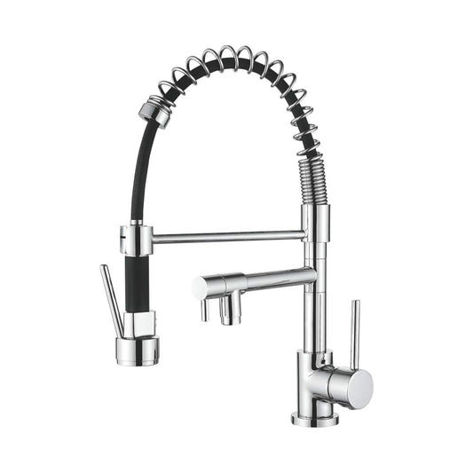 Ibergrif M22131 - Miscelatore da Cucina con Doccetta Estraibile, Rubinetto per Lavello con due Erogatori, Cromo