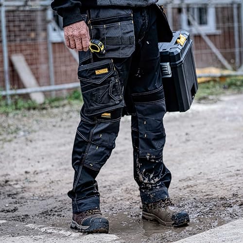 DEWALT Dewharr3431-tb Harrison PRO-Pantaloni Elasticizzati Vita 34" Gamba 31", Nero/Grigio, 34W / 31L Uomo