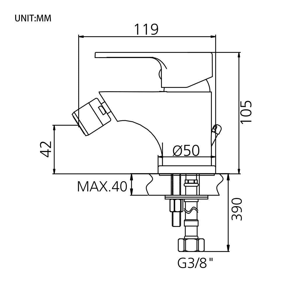 GRIFEMA Rubinetto Miscelatore da Bagno Bidet a 2 Fori, Installazione a Muro, Finitura Cromata, Ventilazione Inclusa, Modello G15003