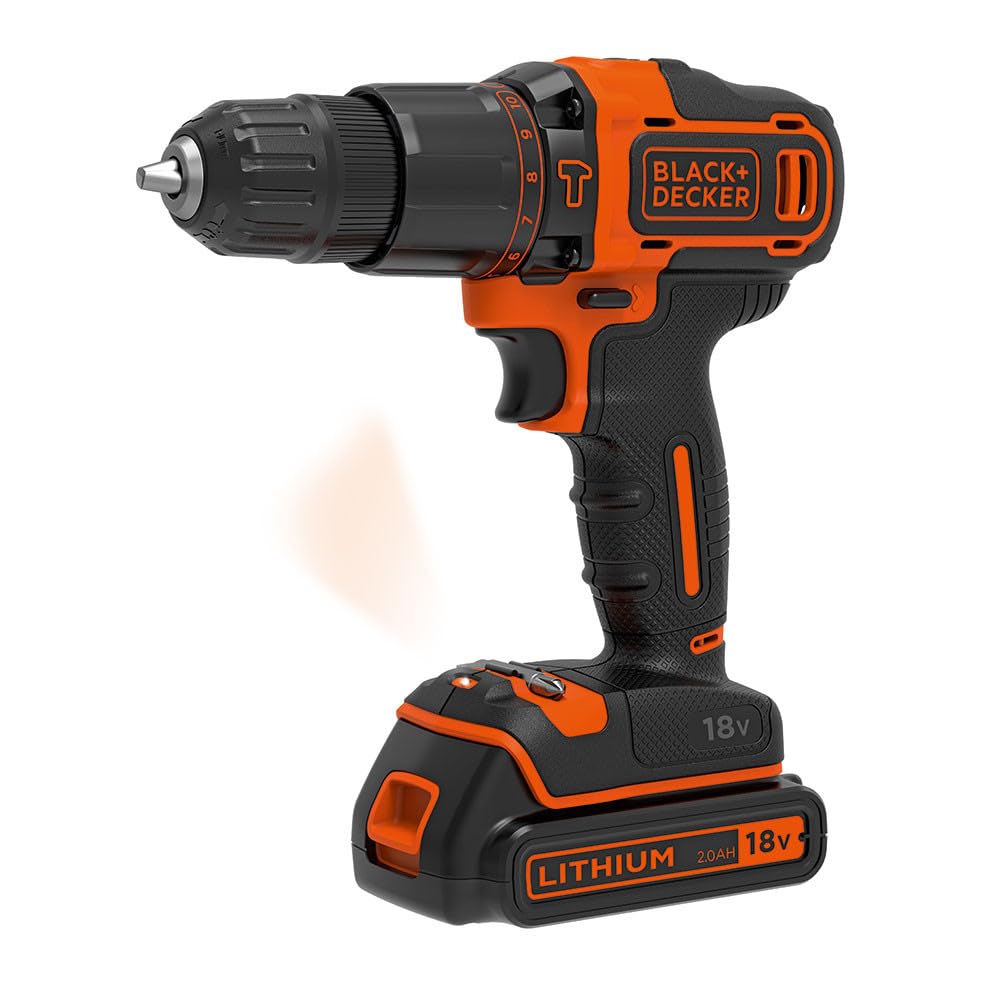 BLACK+DECKER Trapano/Avvitatore a Percussione 18V-1.5Ah con 2 Batterie in Valigetta. BDCHD18KB-QW