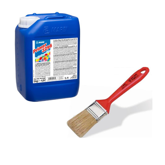 Kit Compatibile Mapei Primer Consolidante Aggrappante Antispolvero Massetti Intonaci Antimuffa Flacone 5 kg Pennello 60 mm