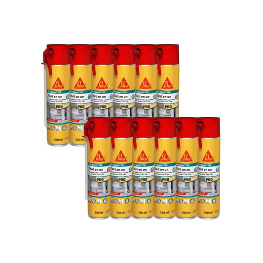 SIKA - Schiuma poliuretanica espansiva - Sika Boom 128 - Calafataggio - Isolamento - Caler - Int/Ext - Uso tutti i sensi - Riutilizzabile - Multisupporti - Espansione 27L - Bianco - Cartone da 12