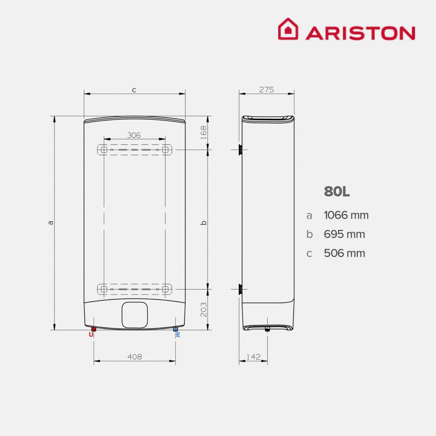 Ariston 3626328 Riscaldatori elettrici, Raso Grigio, 80 Litros