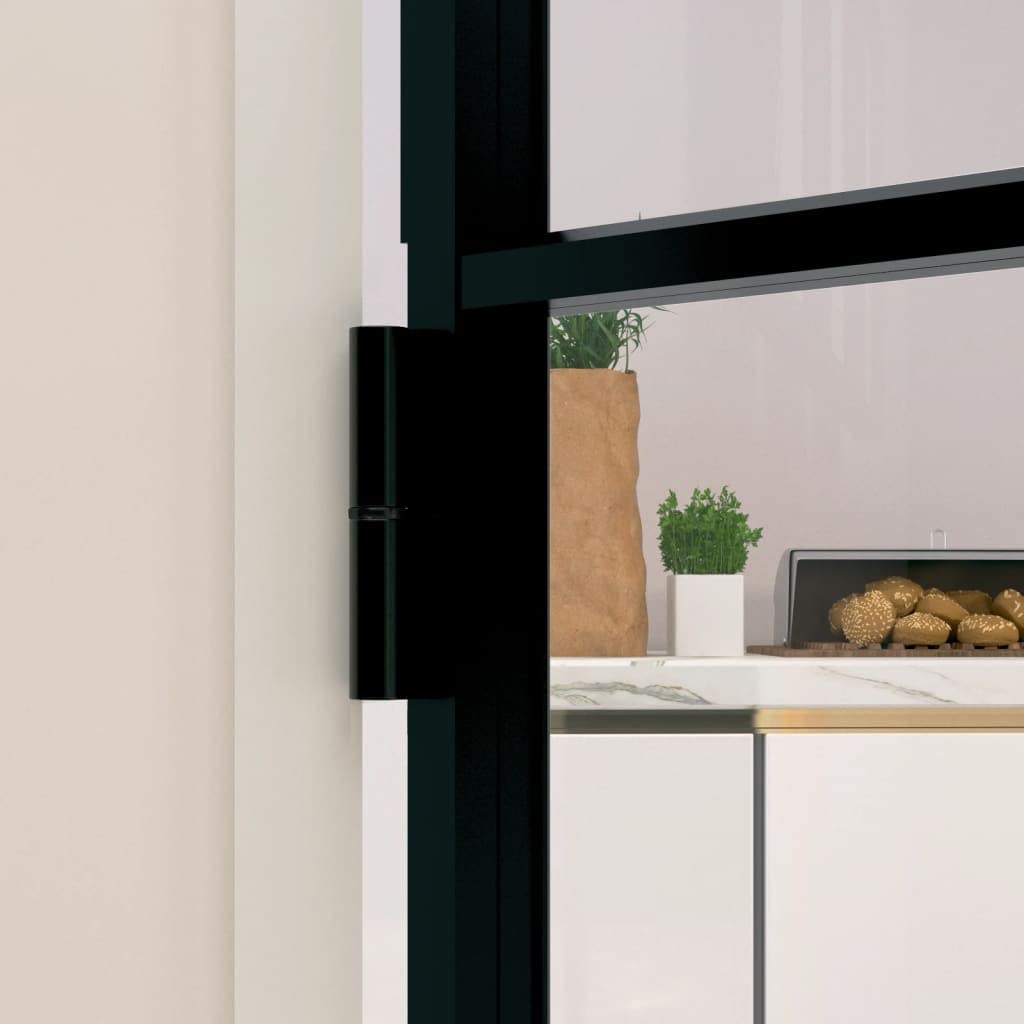 vidaXL Porta Interna Nera 93x201,5cm Vetro Temperato Alluminio Sottile