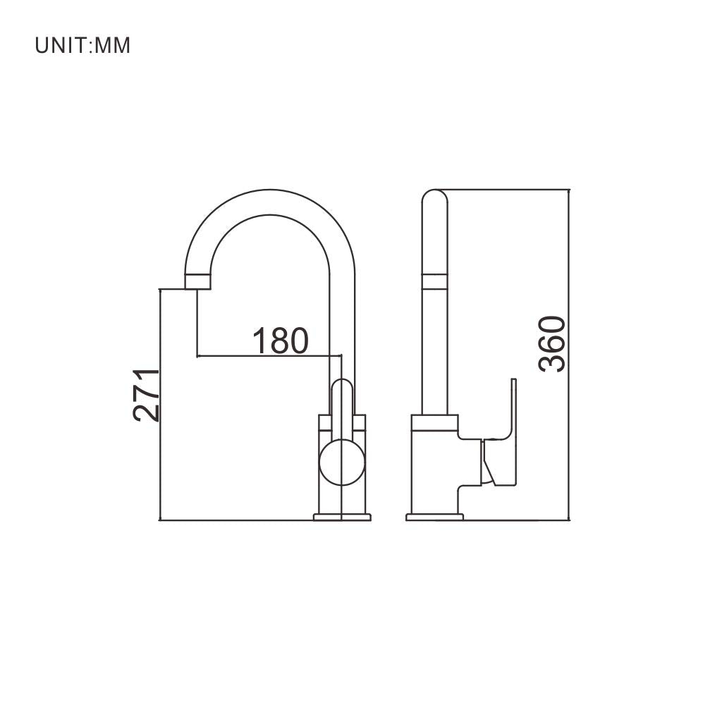 Ibergrif Square, Rubinetto da Cucina con Bocca Alta, Miscelatore Lavabo Alto