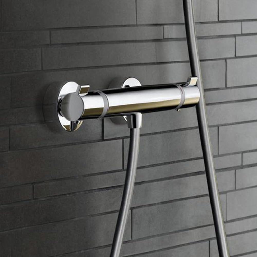 hansgrohe Ecostat Comfort - Miscelatore termostatico per doccia esterno, Rubinetto termostatico con blocco di sicurezza (SafetyStop) a 40° C, Termostato per doccia, 1 utenza, cromo, 13116000