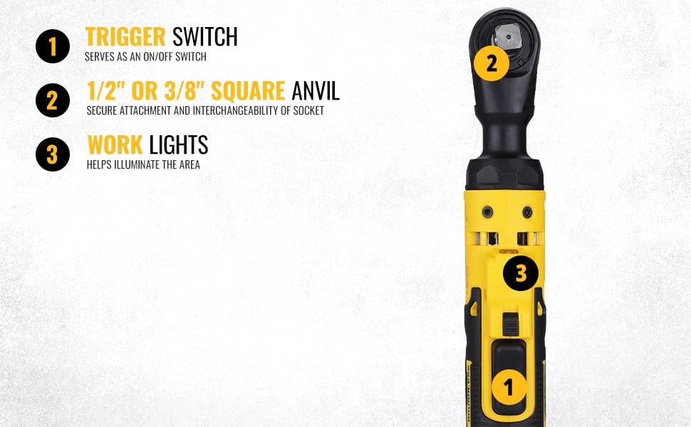 DEWALT DCF512N-XJ Cricchetto attacco 1/2", motore brushless, Attacco 1/2" maschio, Coppia max 95 Nm,