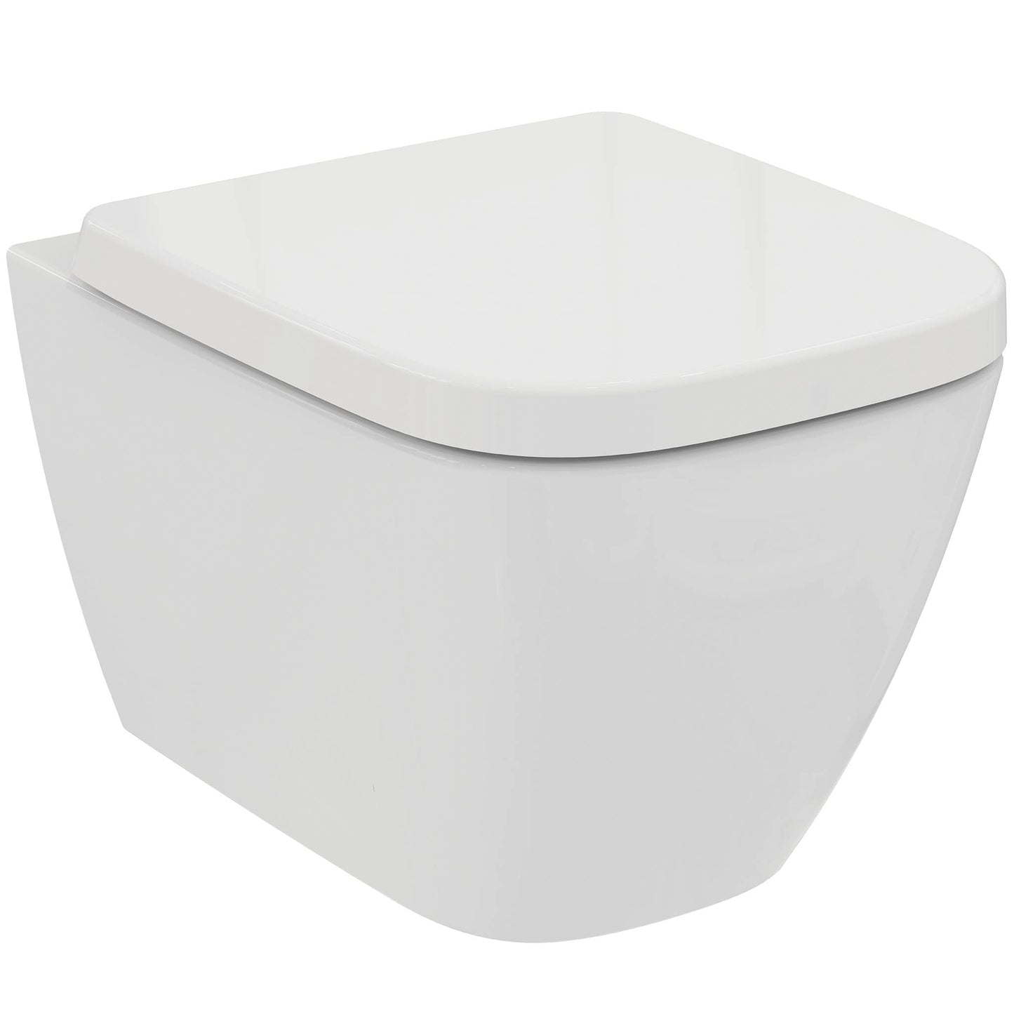 Ideal Standard - i.life S, WC sospeso RimLS+ senza brida completo di copriwater a chiusura rallentata, E-packaging dedicato al trasporto di ceramica,Bianco