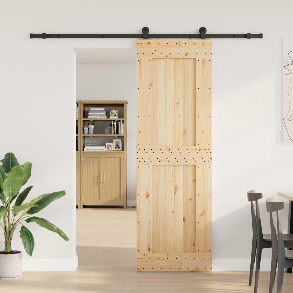 vidaXL Porta Scorrevole con Set Hardware 70x210 cm Legno Massello Pino