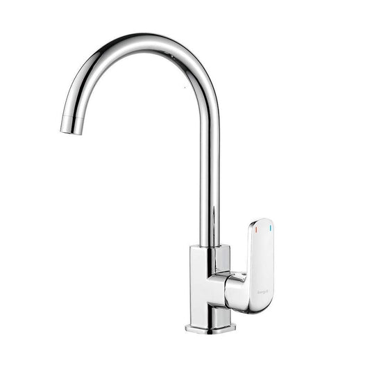 Ibergrif M14020-Roll, Rubinetto da cucina con beccuccio di comfort, miscelatore monocomando per lavabo, cromato